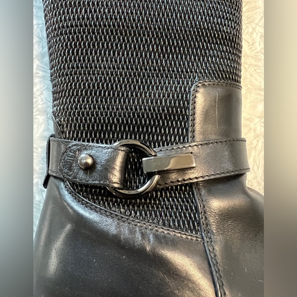 Aquatalia black knee high woven and leather, lug sole riding boots. Sz 7.5 - Picture 5 of 11